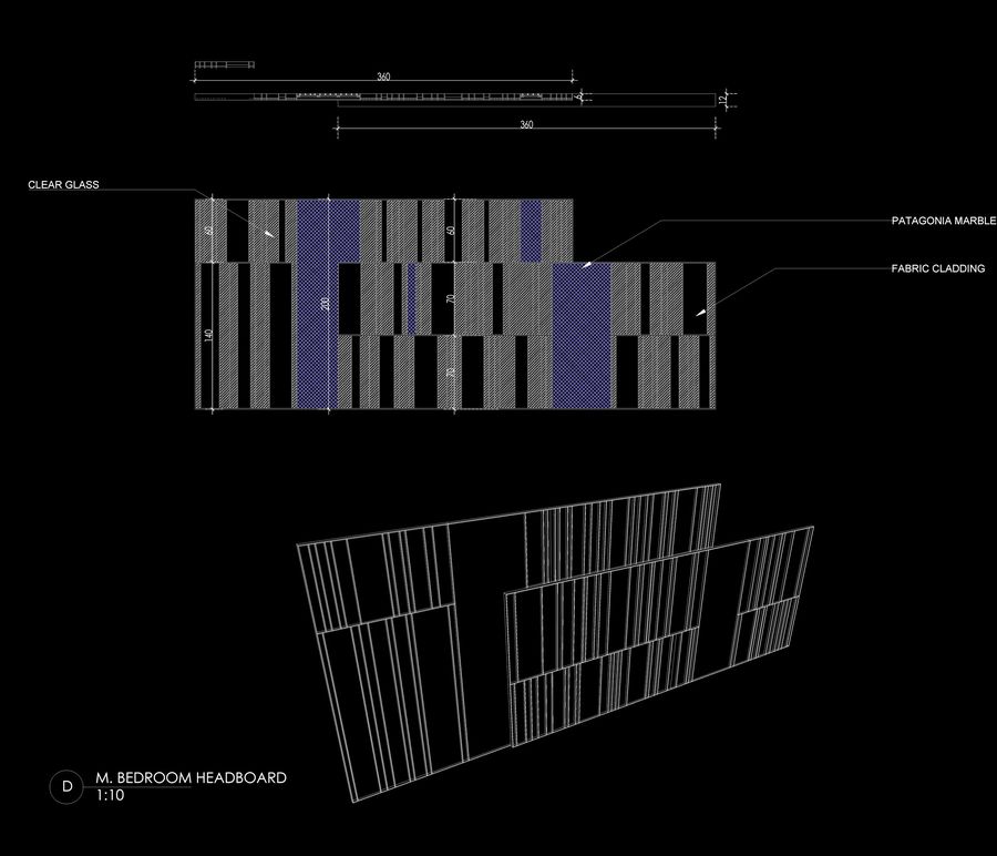 Detail — headboard wall, 1:10 — Xforms Studio construction drawings